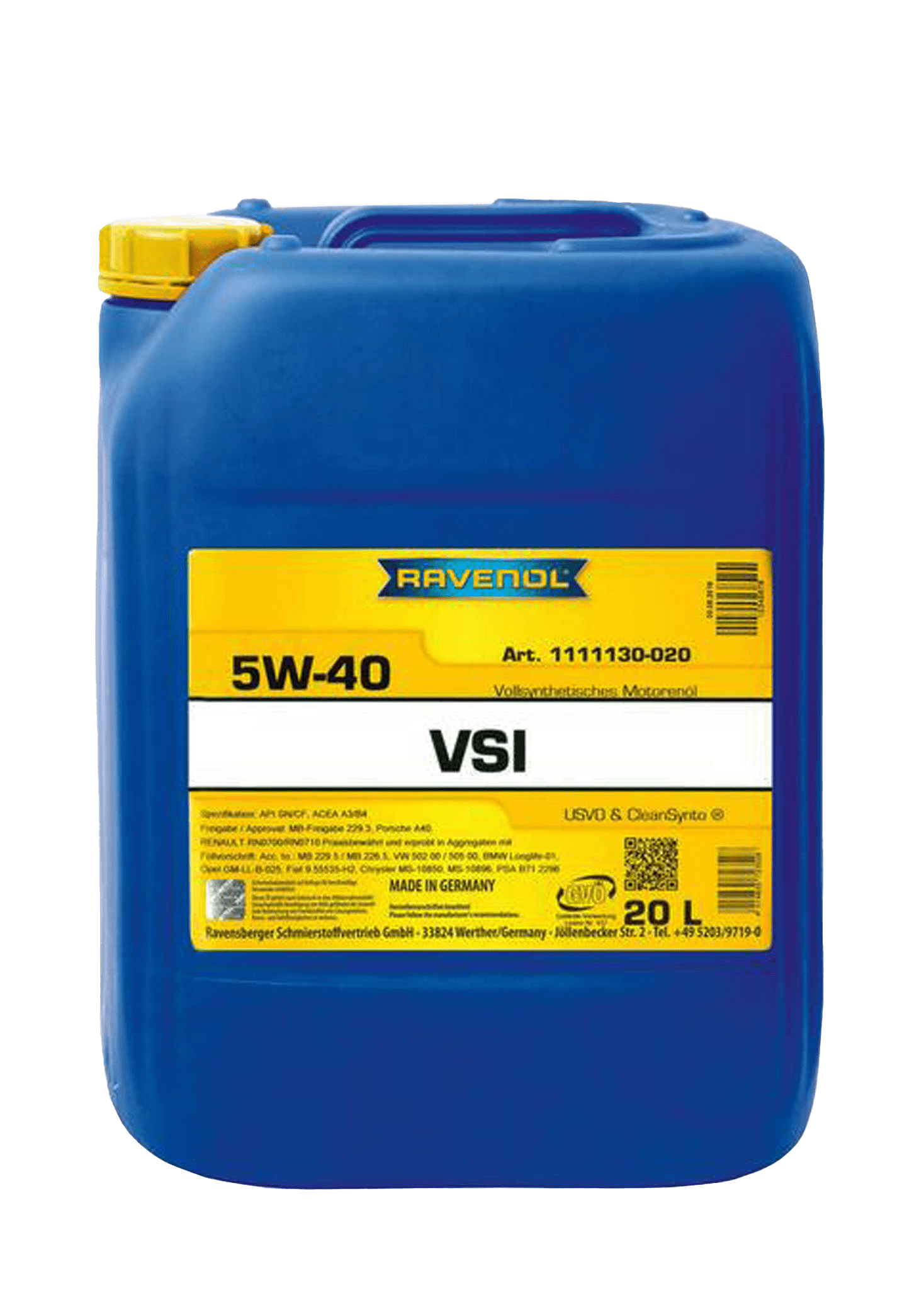 Моторное масло Ravenol VSI SAE 5W-40, 20л
